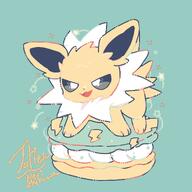 amount:solo body-type:feral food macarons series:eeveelutions series:pokemon species:jolteon style:chibi style:contrasting-colors style:pastel-colors style:simple-colors sweets // 2000x2000 // 231KB