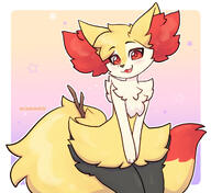 amount:solo arms-between-legs body-type:anthro body-type:semi-anthro embarrassed species:braixen style:abstract-background style:dithering style:kawaii style:outline style:playful style:white-border visibly-shy // 1010x925 // 148KB