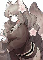amount:solo body-type:anthro feminine flower long-hair skirt species:cat style:girly style:kemono sweater wearing-flower // 1476x2048 // 467KB