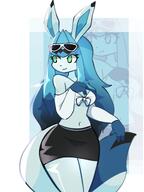 amount:solo atmosphere:beach body-type:anthro body-type:slim casual-outfit glasses hall-of-fame:bronze series:eeveelutions series:pokemon skirt species:glaceon style:girly sunglasses // 1536x2048 // 185KB
