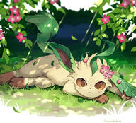 amount:solo atmosphere:forest atmosphere:sunlight body-type:feral feminine flower series:eeveelutions series:pokemon species:leafeon style:girly wearing-flower // 1700x1538 // 2.0MB