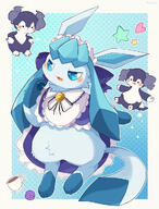 amount:solo atmosphere:cafe body-type:semi-anthro hall-of-fame:bronze maid outfit series:eeveelutions series:pokemon species:glaceon style:abstract-background style:outline // 780x1024 // 126KB