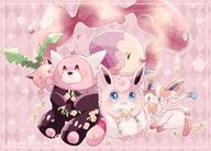 amount:multiple body-type:feral body-type:semi-anthro flower series:eeveelutions series:pokemon species:bewear species:hoppip species:musharna species:sylveon species:wigglytuff style:abstract-background style:girly style:one-color style:pink // 1200x861 // 172KB