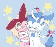 affection amount:pair body-type:feral cuddling series:eeveelutions series:pokemon species:shiny-pokemon species:sylveon species:vaporeon style:outline style:playful // 979x816 // 617KB