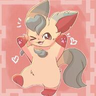 amount:solo body-type:anthro body-type:feral body-type:semi-anthro series:eeveelutions series:pokemon species:leafeon style:dithering style:kawaii style:outline wink // 894x894 // 947KB