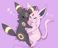 affection amount:pair amount:solo atmosphere:bedroom body-type:feral cuddling forehead-gem series:eeveelutions series:pokemon species:espeon species:umbreon // 979x816 // 539KB