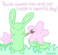 amount:solo artist:kinen body-type:semi-anthro character:kune flower paintbrush series:abushu-the-bunny species:bunny style:pastel-colors style:playful // 927x874 // 268KB