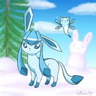 amount:pair artist:kinen body-type:feral series:eeveelutions series:pokemon snowman species:glaceon // 1000x1000 // 117KB