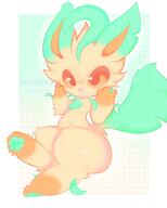 amount:solo body-type:feral series:eeveelutions series:pokemon species:leafeon style:abstract-background style:girly // 1638x2048 // 182KB