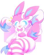 amount:solo body-type:anthro body-type:semi-anthro series:eeveelutions series:pokemon species:sylveon style:dithering style:kemono style:outline swimwear thigh-highs // 2000x2500 // 350KB