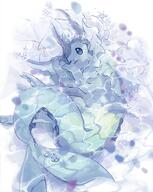 amount:solo body-type:feral feminine flower series:eeveelutions series:pokemon species:vaporeon style:girly style:one-color wearing-flower // 626x784 // 734KB