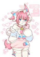 amount:solo bell-collar body-type:humanoid collar feminine hair hoodie outfit series:eeveelutions series:pokemon species:sylveon style:girly style:kemono style:pastel-colors style:playful sweater thigh-highs // 1614x2283 // 446KB