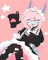 amount:solo body-type:anthro body-type:slim hair maid outfit series:eeveelutions series:pokemon species:sylveon style:girly style:one-color style:outline style:pink // 1180x1450 // 535KB