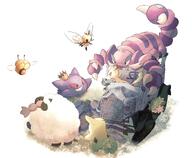 amount:multiple amount:solo atmosphere:field atmosphere:ruins body-type:feral body-type:semi-anthro series:eeveelutions series:pokemon species:combee species:drapion species:gengar species:larvitar species:leafeon species:ribombee species:wooloo style:over-exposure vehicle // 3063x2523 // 723KB