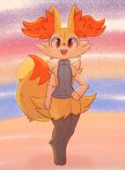 atmosphere:beach atmosphere:sunset body-type:anthro body-type:feral series:pokemon species:braixen sweater sweater-only // 2609x3522 // 2.2MB