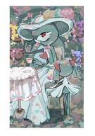 amount:pair amount:solo atmosphere:flowers atmosphere:zen-garden body-type:anthro feminine flower flower-crown hat plants species:gardevoir species:kirlia style:faded style:girly style:painted wearing-flower // 1376x1951 // 251KB