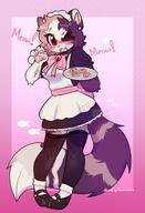 amount:solo bell-collar body-type:anthro collar cookies hall-of-fame:bronze happy species:cat style:dithering style:girly style:kemono style:very-girly thigh-highs visibly-shy wearing-bow // 1392x2048 // 229KB