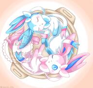 amount:pair body-type:feral cramped pot relaxed series:eeveelutions series:pokemon sleeping species:shiny-pokemon species:sylveon style:kawaii wink // 2048x1945 // 349KB