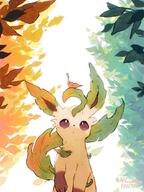 amount:solo body-type:feral series:eeveelutions series:pokemon species:leafeon style:over-exposure style:split-background // 1080x1440 // 156KB