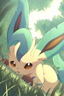 amount:solo atmosphere:forest atmosphere:sunlight body-type:feral series:eeveelutions series:pokemon species:leafeon style:kawaii // 2000x3000 // 242KB