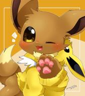 amount:solo body-type:feral series:pokemon species:eevee style:contrasting-colors style:kawaii style:outline style:playful // 1804x2048 // 261KB