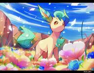 amount:solo atmosphere:flowers body-type:feral series:eeveelutions series:pokemon species:leafeon style:girly style:noisy // 1600x1252 // 382KB