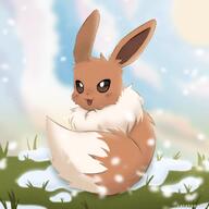 amount:solo atmosphere:hills atmosphere:snowy body-type:feral series:pokemon species:eevee style:noisy // 1280x1280 // 3.5MB