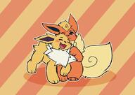 affection amount:pair body-type:feral cheek-rub cuddling pressing-same-body-part-against-each-other series:eeveelutions series:pokemon species:flareon species:jolteon style:abstract-background style:outline // 1590x1125 // 149KB