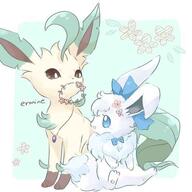 amount:pair atmosphere:flowers body-type:feral feminine flower flower-crown series:eeveelutions series:pokemon species:eevee species:leafeon style:girly style:kawaii wearing-flower // 564x564 // 22KB
