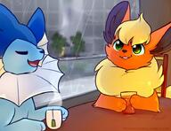 amount:pair atmosphere:rain body-type:feral ice-tea series:eeveelutions series:pokemon species:flareon species:vaporeon tea // 736x566 // 722KB