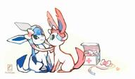 amount:pair body-type:feral series:eeveelutions series:pokemon species:glaceon species:sylveon style:abstract-background // 859x502 // 24KB