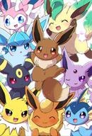 amount:multiple body-type:feral forehead-gem grouping:all-eeveelutions series:eeveelutions series:pokemon species:eevee species:espeon species:flareon species:glaceon species:jolteon species:leafeon species:sylveon species:umbreon species:vaporeon style:abstract-background // 815x1200 // 176KB