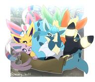 affection amount:multiple body-type:feral body-type:overweight cardboard-box cramped cuddling forehead-gem grouping:all-eeveelutions hall-of-fame:bronze series:eeveelutions series:pokemon species:espeon species:flareon species:glaceon species:jolteon species:leafeon species:sylveon species:umbreon species:vaporeon style:glow style:outline // 2984x2592 // 2.7MB