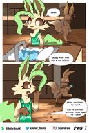 amount:pair apron atmosphere:kitchen body-type:semi-anthro comic series:eeveelutions series:pokemon species:eevee species:leafeon // 2480x3700 // 6.5MB