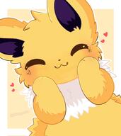 amount:solo body-type:feral heart-shape series:eeveelutions series:pokemon species:jolteon style:abstract-background style:kawaii // 1820x2048 // 1.6MB