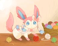 amount:solo atmosphere:home body-type:feral series:eeveelutions series:pokemon species:sylveon style:playful yarn // 600x480 // 259KB