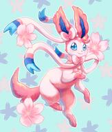 amount:solo atmosphere:flowers atmosphere:sakura body-type:feral flower fluffified series:eeveelutions series:pokemon species:sylveon style:kawaii style:outline style:pastel-colors // 1280x1510 // 1.9MB