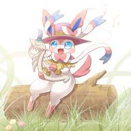 amount:solo atmosphere:field bard body-type:feral flower hall-of-fame:bronze hall-of-fame:silver harp hat log series:eeveelutions series:pokemon species:sylveon style:over-exposure // 800x800 // 501KB