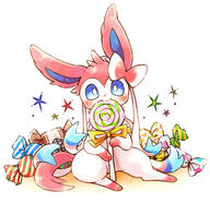 amount:solo body-type:feral candy eating lollipop series:eeveelutions series:pokemon species:sylveon style:kawaii // 1000x968 // 553KB