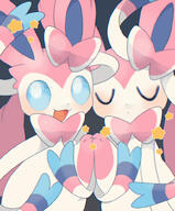 amount:pair body-type:feral content series:eeveelutions series:pokemon species:sylveon style:kawaii touching-paws // 664x800 // 402KB