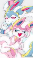 amount:pair atmosphere:sunlight body-type:feral mischevious series:eeveelutions series:pokemon smug species:shiny-pokemon species:sylveon style:colored-lighting style:intentional-blur style:kawaii visual-teasing // 749x1331 // 107KB