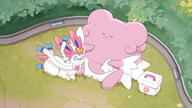 amount:pair atmosphere:field atmosphere:town bandag body-type:blob body-type:feral helping series:eeveelutions series:pokemon species:blissey species:sylveon // 1600x900 // 743KB