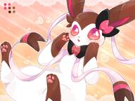 amount:solo atmosphere:frilly-background body-type:feral chocolate oc series:eeveelutions series:pokemon species:sylveon style:contrasting-colors style:detailed-lighting style:dithering style:outline // 2048x1536 // 300KB