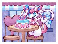 amount:solo atmosphere:cafe atmosphere:restaurant atmosphere:town body-type:feral cake food happy series:eeveelutions series:pokemon species:sylveon style:noisy style:watercolor sweets // 1800x1368 // 726KB