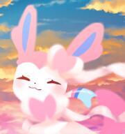 amount:solo atmosphere:sunset body-type:feral series:eeveelutions series:pokemon species:sylveon style:intentional-blur style:lineless // 1198x1280 // 81KB
