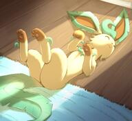 amount:solo atmosphere:home atmosphere:sunlight body-type:feral series:eeveelutions series:pokemon species:leafeon // 1934x1784 // 2.7MB