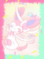 amount:solo body-type:feral series:eeveelutions series:pokemon species:sylveon style:grainy-lines style:pastel-colors style:playful // 768x1024 // 63KB