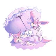 amount:pair atmosphere:regal body-type:feral cake food princess series:eeveelutions series:pokemon species:skitty species:sylveon species:umbreon style:girly sweets tea // 2211x2211 // 245KB