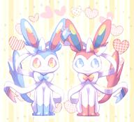 amount:pair body-type:feral series:eeveelutions series:pokemon species:shiny-pokemon species:sylveon style:playful style:striped-background // 1100x1000 // 115KB