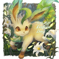 amount:solo body-type:feral flower series:eeveelutions series:pokemon species:leafeon style:noisy // 1000x1000 // 406KB